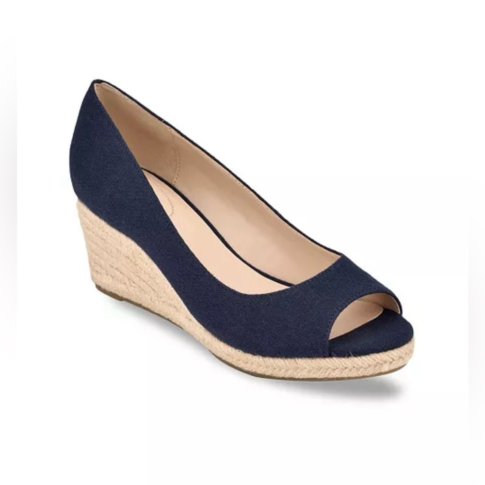 Navy Bandolino Nuri Espadrille Wedge Sandals size 8